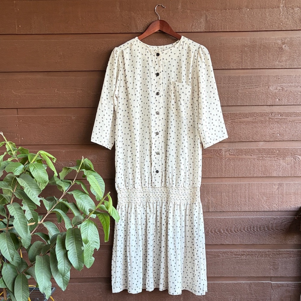 Vintage Polka Dot Button-Down Dress